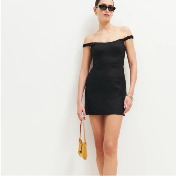 Reformation Black Off-Shoulder Dress - Picture 2 of 4